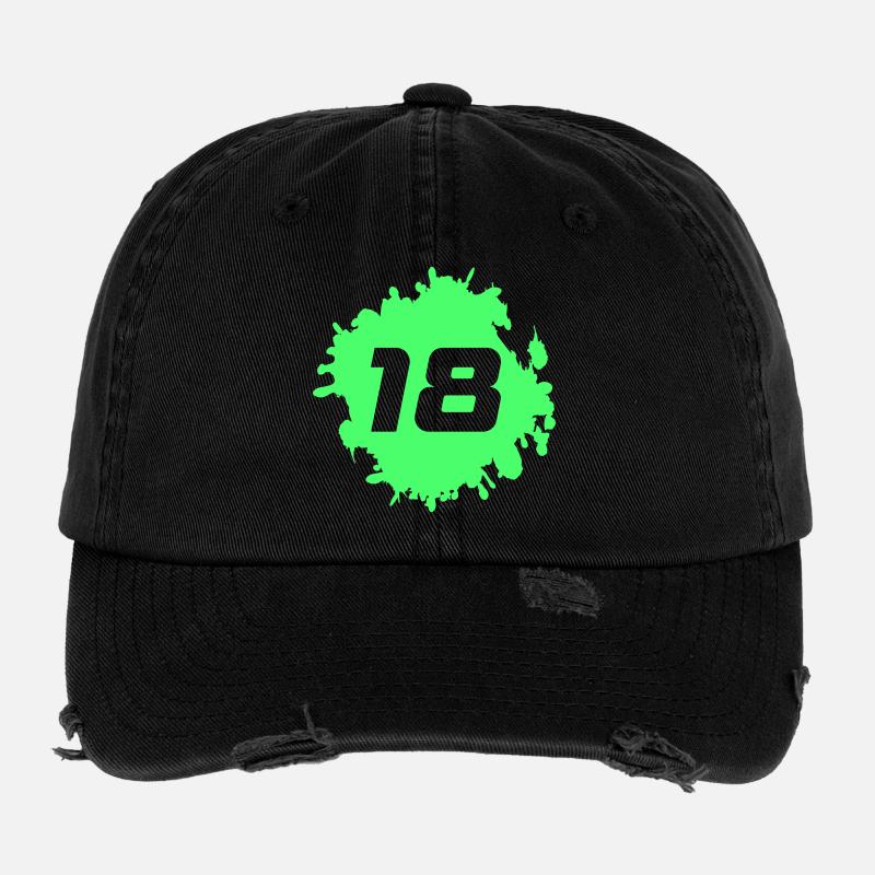 Vert fluo Splatter 18 Casquette vintage effet usé Flexfit