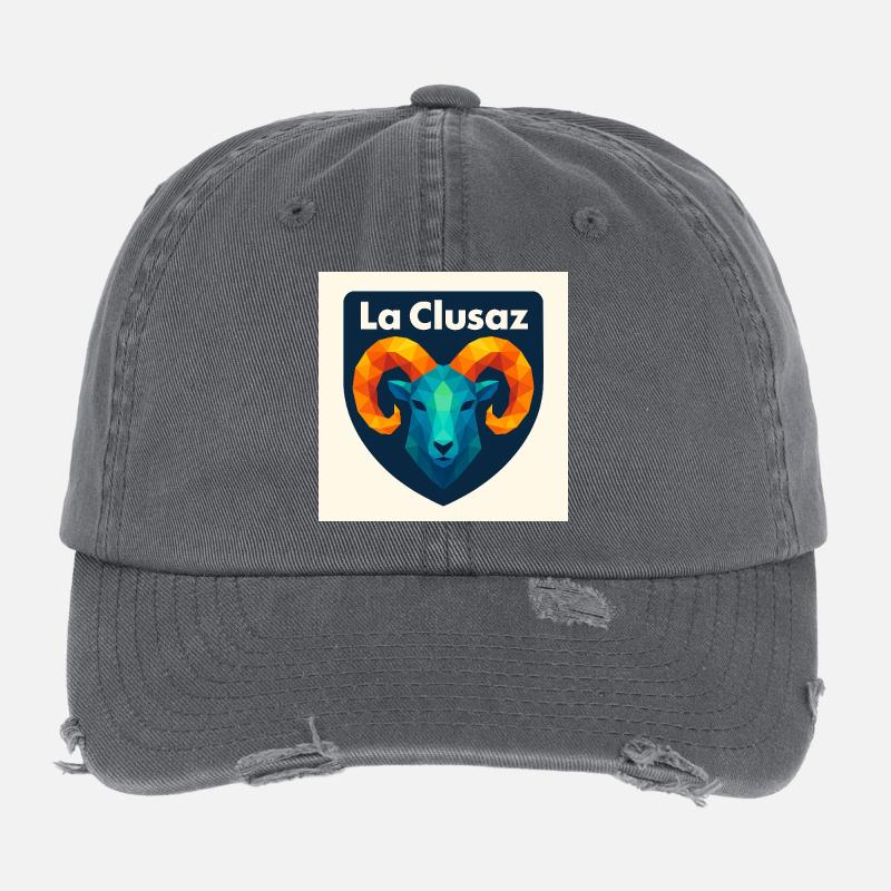 La Clusaz Geometrisches Widderwappen Flexfit Vintage Destroyed Cap