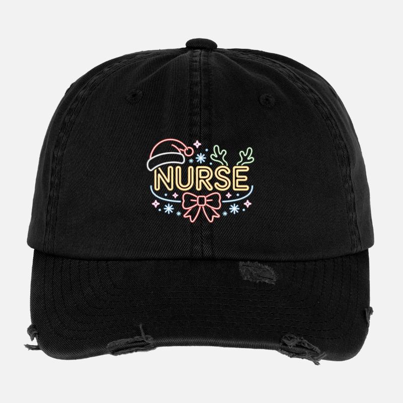 Happy Christmas Nurse Flexfit Vintage Destroyed Cap