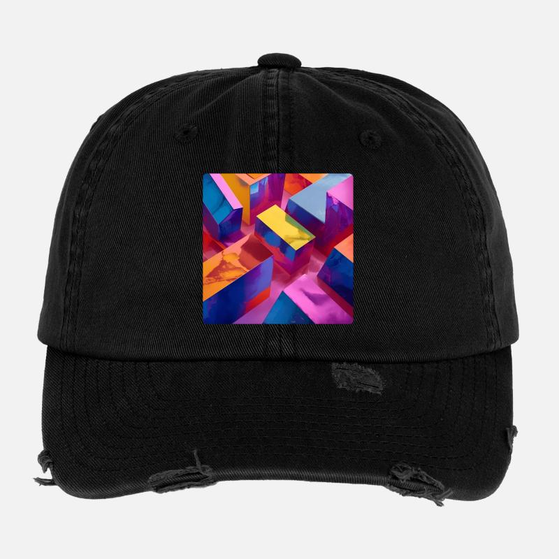 Blocs 3D néon colorés avec effet brillant Casquette vintage effet usé Flexfit