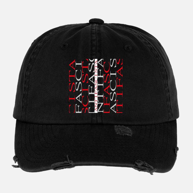 Antifascist Typography Collage Antifascista Flexfit Vintage Destroyed Cap