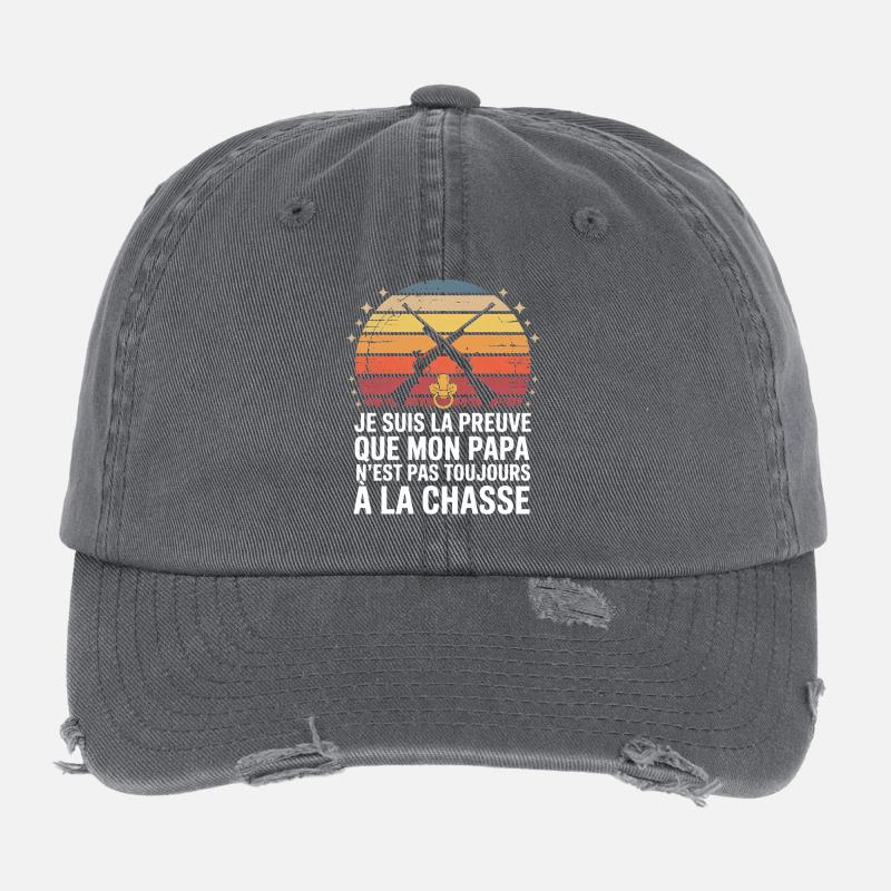Proof Dad Hunter Offbeat Humor Flexfit Vintage Destroyed Cap