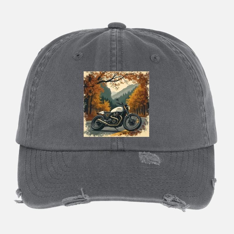Quiet Luxury Motorcycling Poster Flexfit Vintage Destroyed Cap