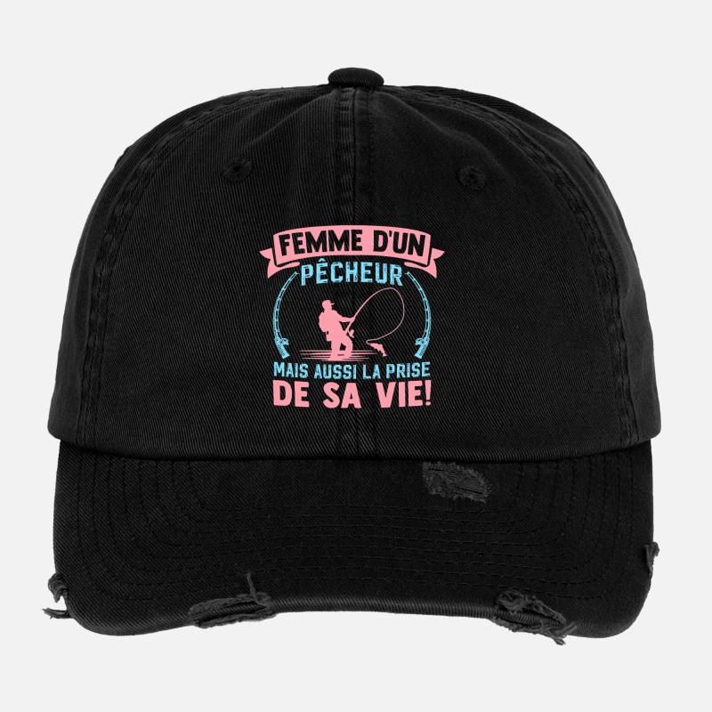 Ehefrau eines Fischers, aber auch der Fang seines Lebens Flexfit Vintage Destroyed Cap