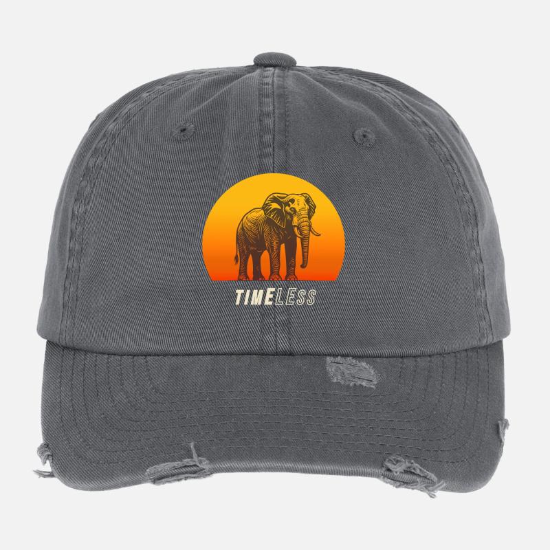 Éléphant intemporel – Force et tranquillité au coucher du soleil Casquette vintage effet usé Flexfit