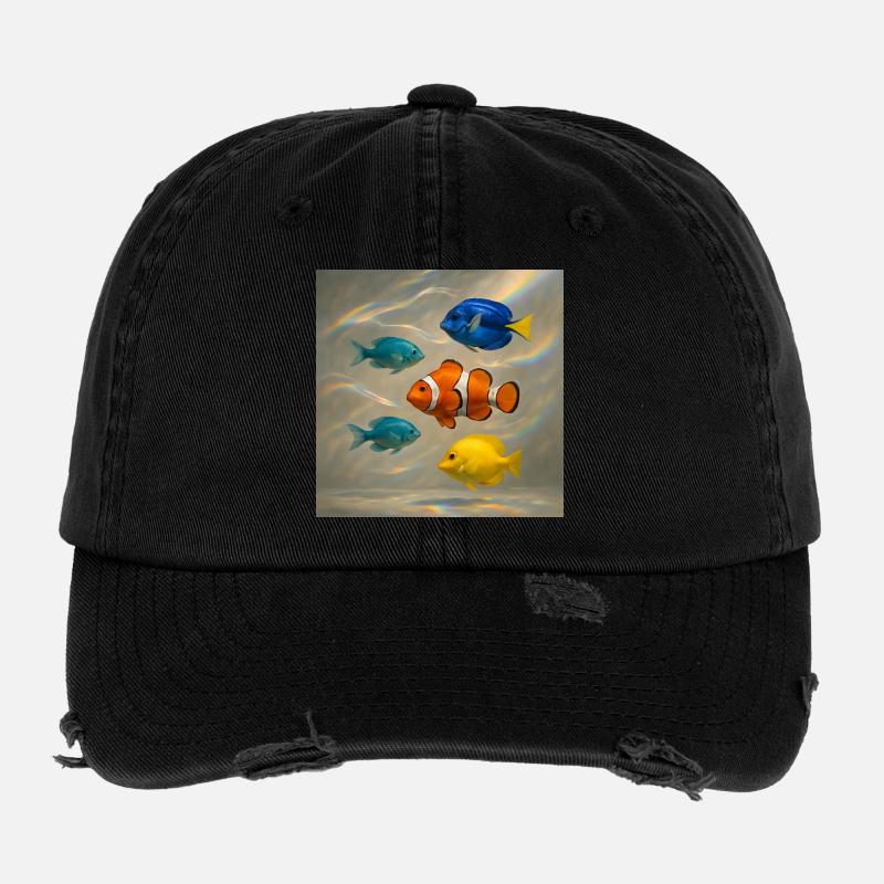 Fish Floating Flexfit Vintage Destroyed Cap