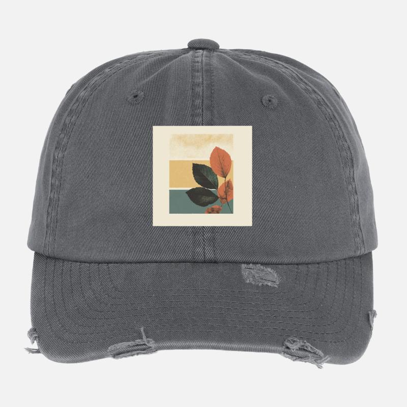 Herbst-Blatt-Block-Collage Flexfit Vintage Destroyed Cap