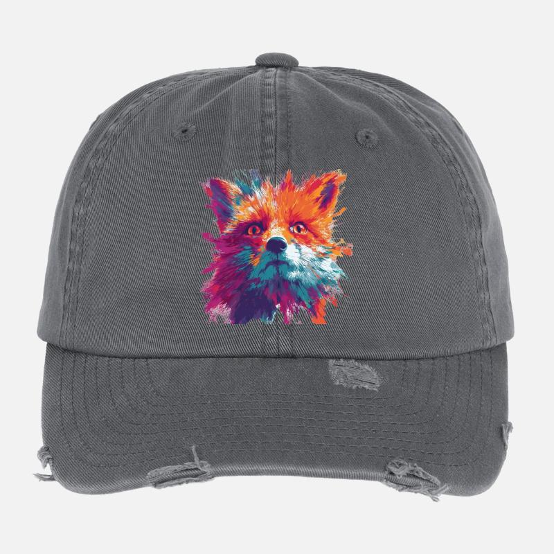 Intense_Fox_Face_Abstract_Painting Casquette vintage effet usé Flexfit