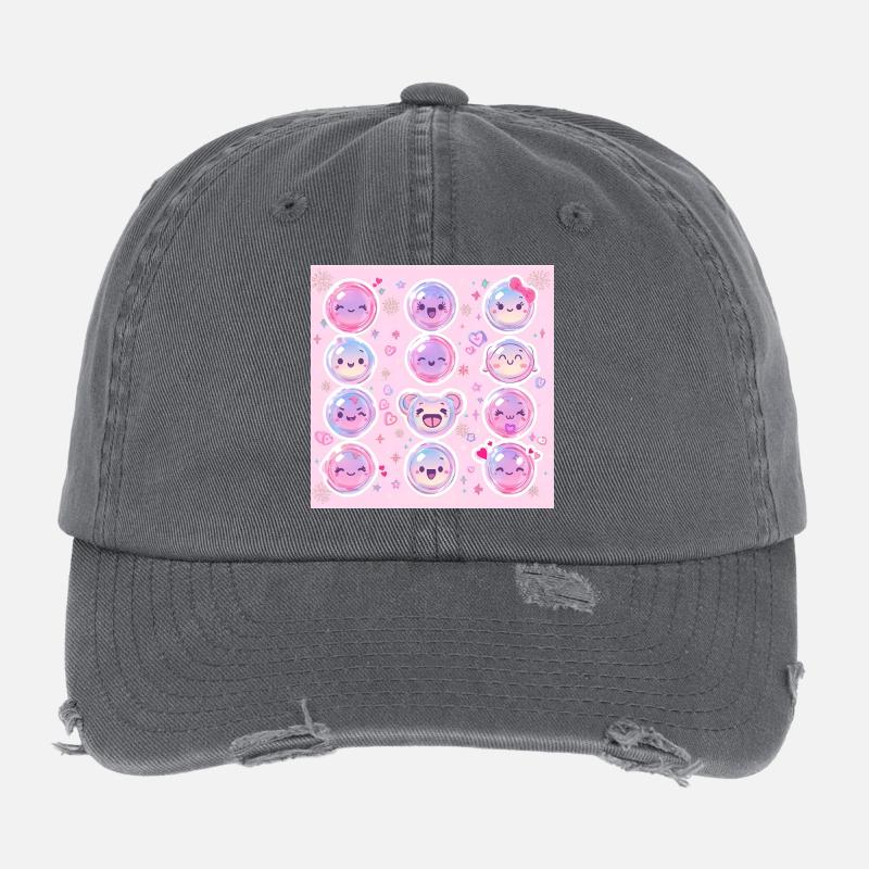 Pink Glow Pastell Kawaii Muster Flexfit Vintage Destroyed Cap
