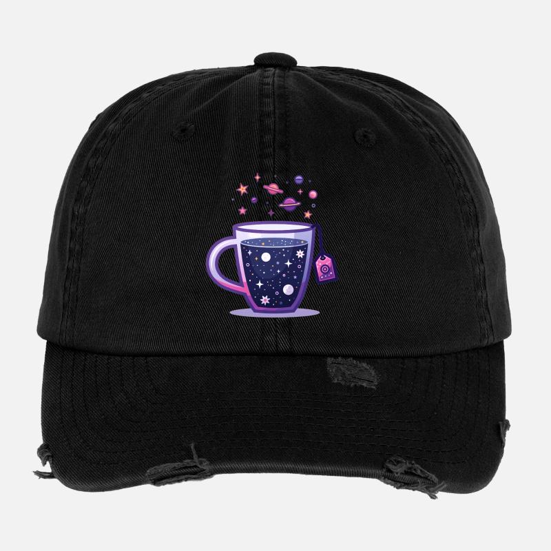 Universum-Tee Galaxie in der Tee Tasse Flexfit Vintage Destroyed Cap