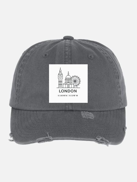 London Line Art Silhouette Landmark - Flexfit Vintage Destroyed Cap - dark grey - Front