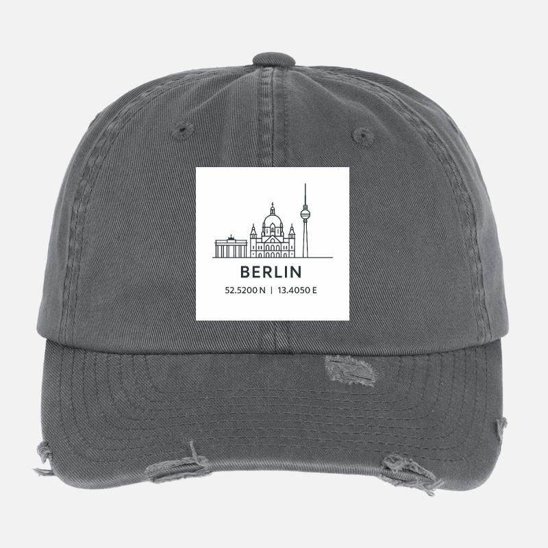 Berlin Line Art Silhouette Point de repère Casquette vintage effet usé Flexfit