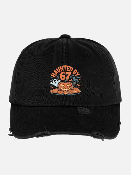 Verfolgt von 6 7- Lustiges Halloween T-Shirt - Flexfit Vintage Destroyed Cap - Schwarz - Vorne