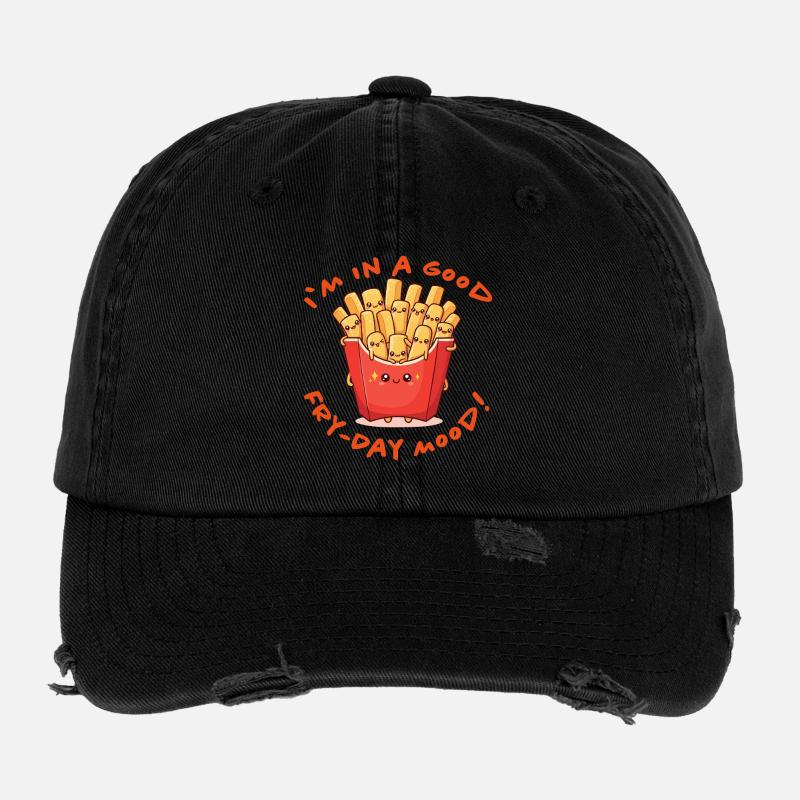 Fries Good Mood Kawaii - Flexfit Vintage Destroyed Cap - black