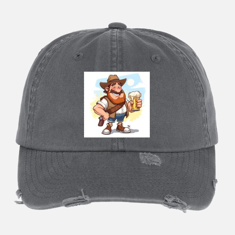 Cheerful beer lover with hat Flexfit Vintage Destroyed Cap