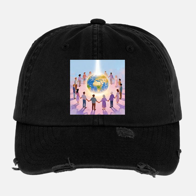 Earth surrounded by community Flexfit Vintage Destroyed Cap