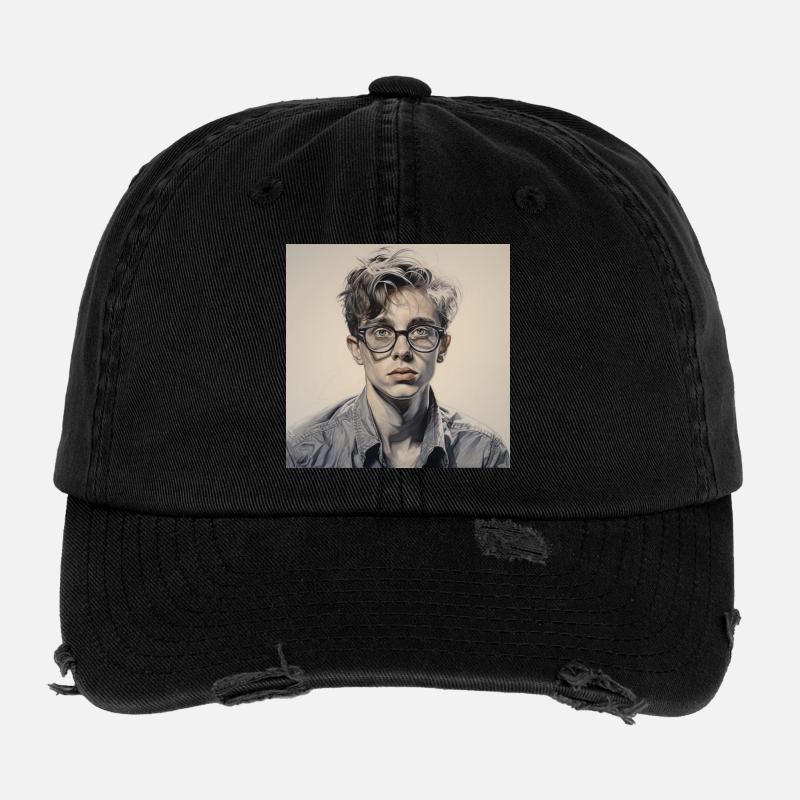 Grayscale Glasses Portrait Flexfit Vintage Destroyed Cap