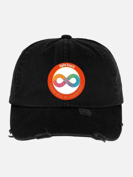 Leadership ou ? - Casquette vintage effet usé Flexfit - noir - Devant
