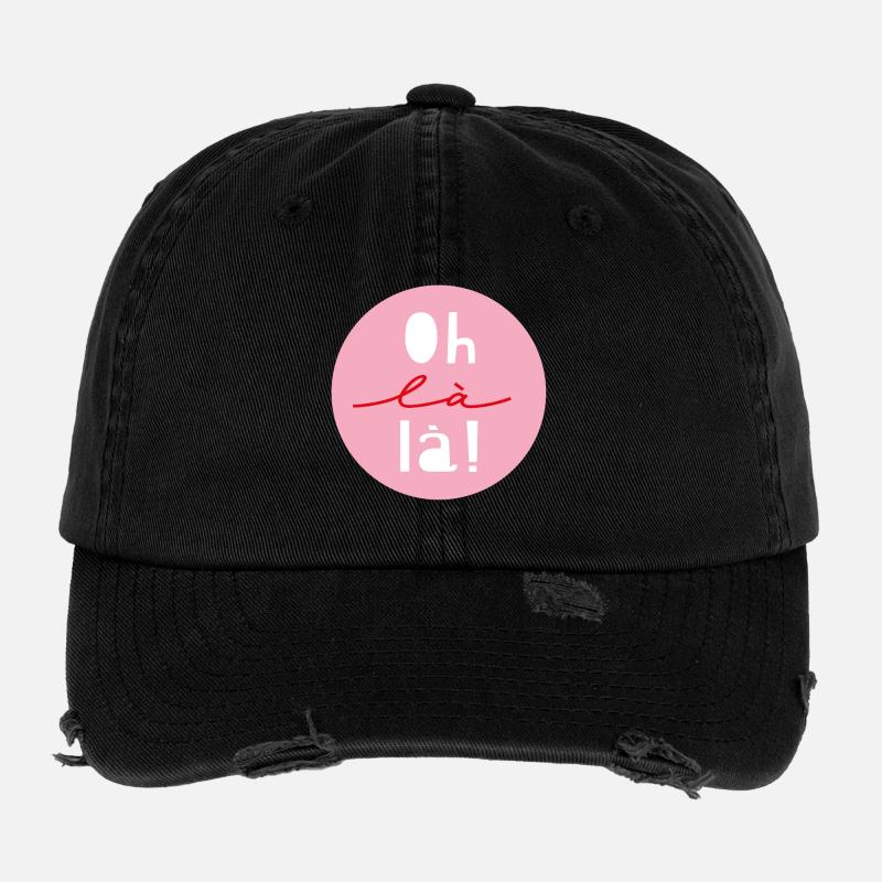 « Oh là là » - Casquette vintage effet usé Flexfit - noir