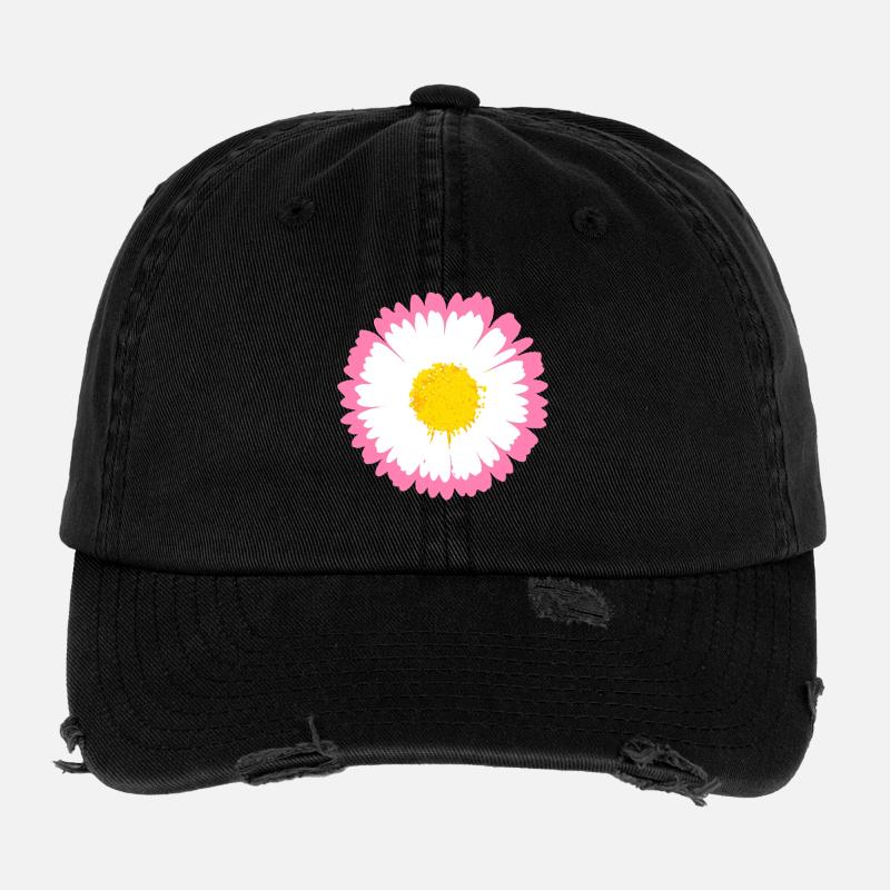 Rosa Gänseblümchen-Kante Flexfit Vintage Destroyed Cap
