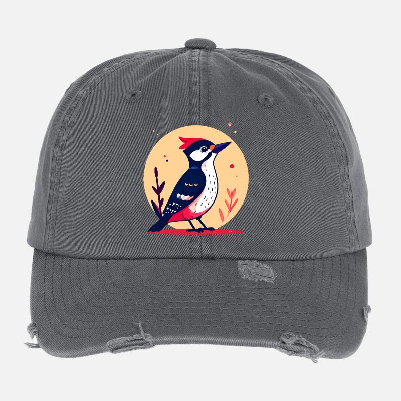 Pic épeiche avec une crête rouge Casquette vintage effet usé Flexfit