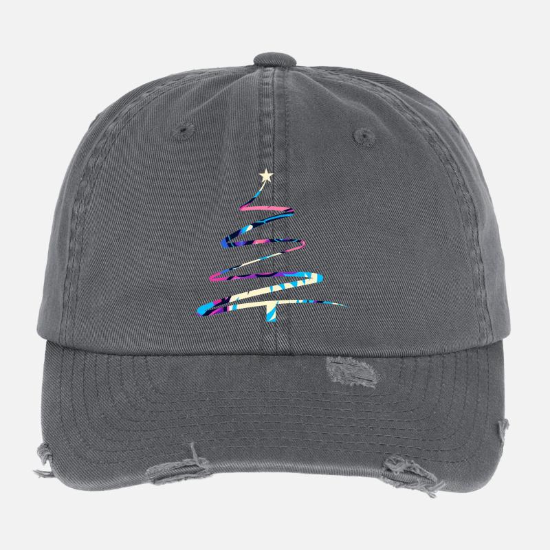 Weihnachtsbaum One-Line Design – Modern & Bunt Flexfit Vintage Destroyed Cap