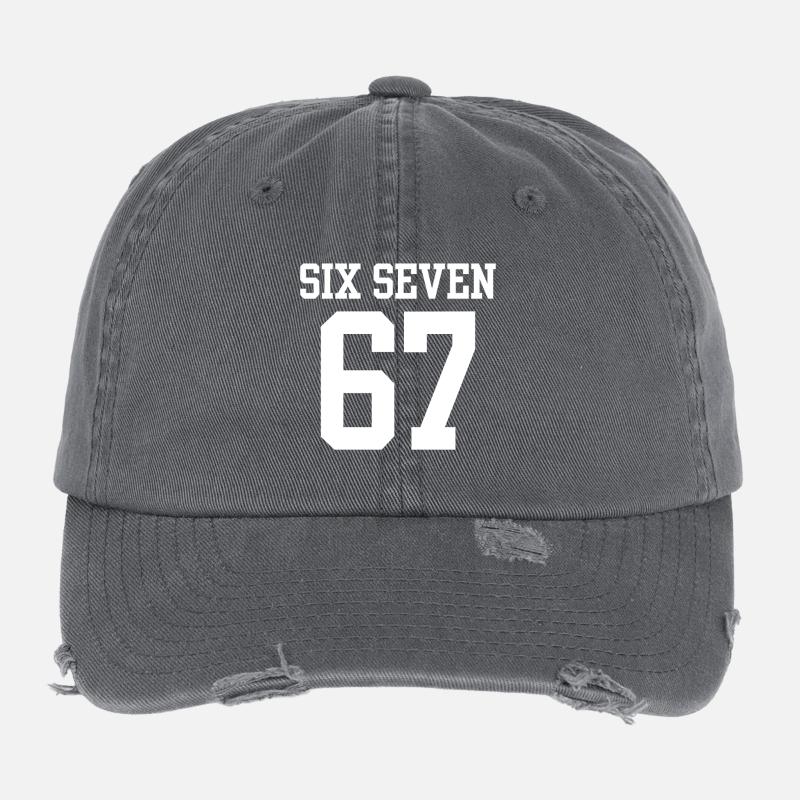 Keep Calm Six Seven Meme Viral Humor Apparel Flexfit Vintage Destroyed Cap