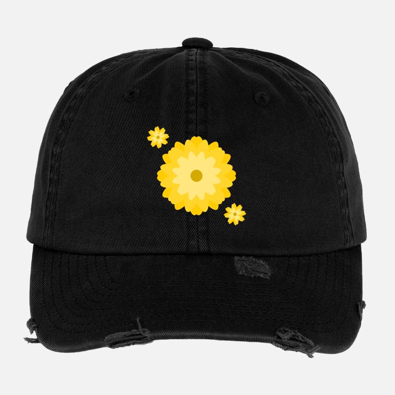 Explosion de marguerite ensoleillée Casquette vintage effet usé Flexfit