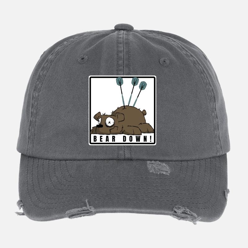 Lustiges Darts Comic Motiv. BEAR DOWN ! Flexfit Vintage Destroyed Cap