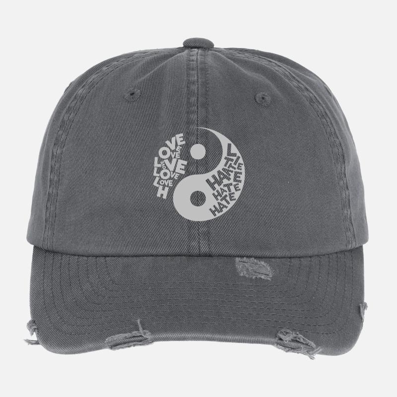 Yin Yang Liebe vs. Hass Flexfit Vintage Destroyed Cap