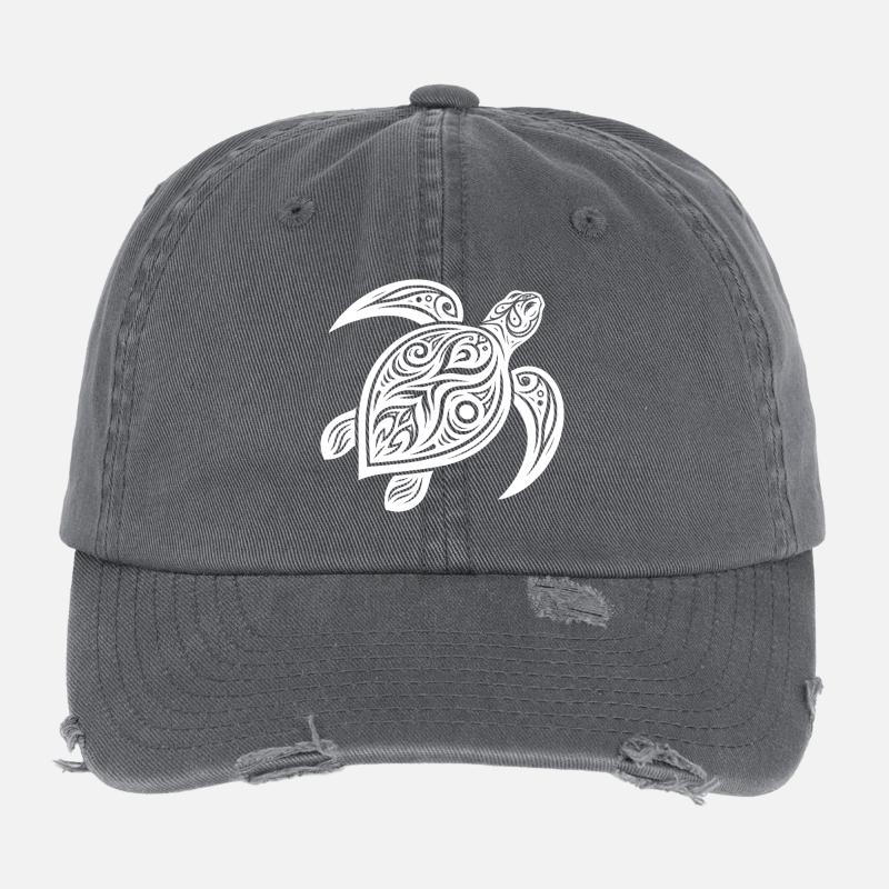 Style de tatouage de tortue - Design mystique Casquette vintage effet usé Flexfit