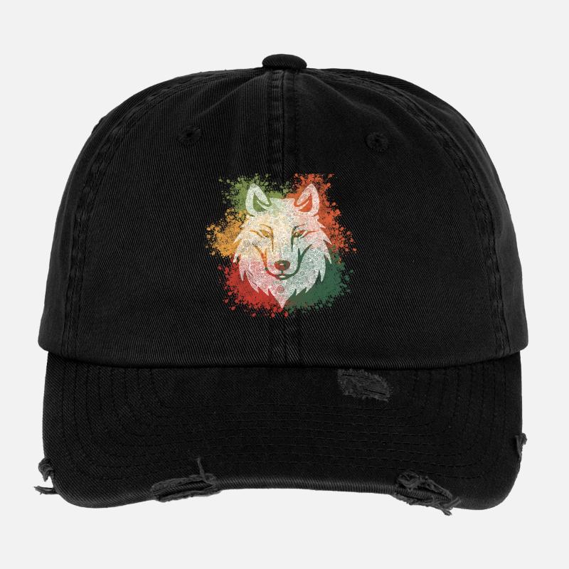 Zentangle Wolf Flexfit Vintage Destroyed Cap