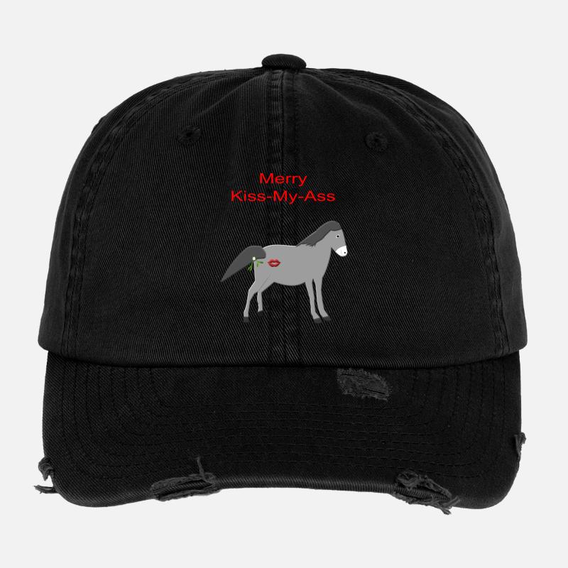 Graphique espiègle de l’âne gris de Noël embrassant mon cul Casquette vintage effet usé Flexfit
