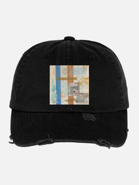 Abstrakte Collage - Flexfit Vintage Destroyed Cap - Schwarz - Vorne