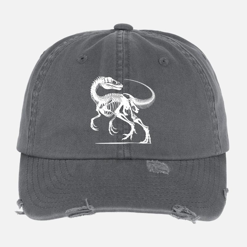 Raptor Dinosaur Backbreaking Work from Prehistoric Times Flexfit Vintage Destroyed Cap