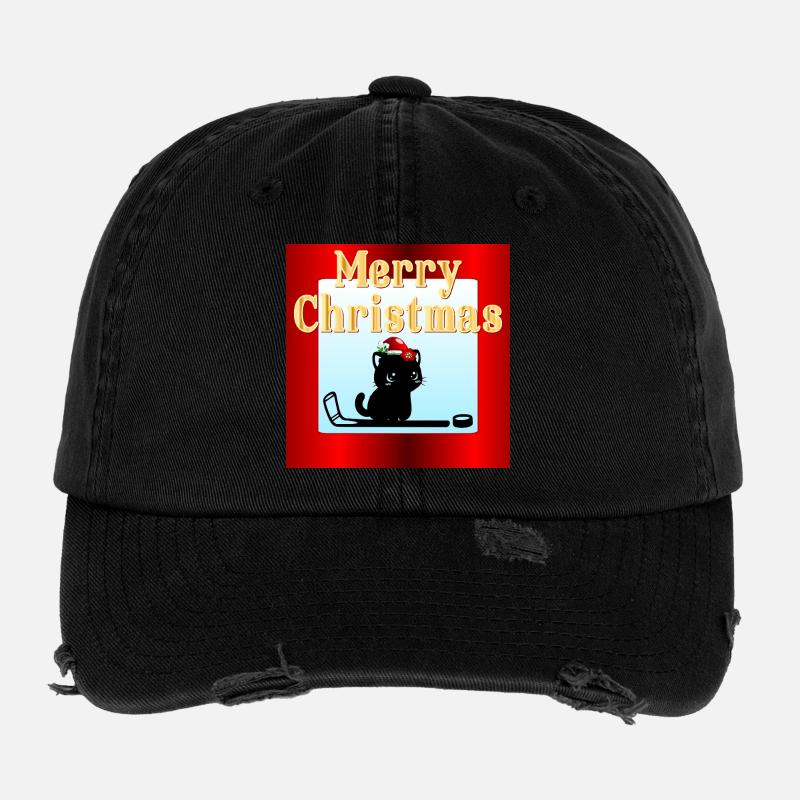Weihnachts-Katzen-Hockey Flexfit Vintage Destroyed Cap