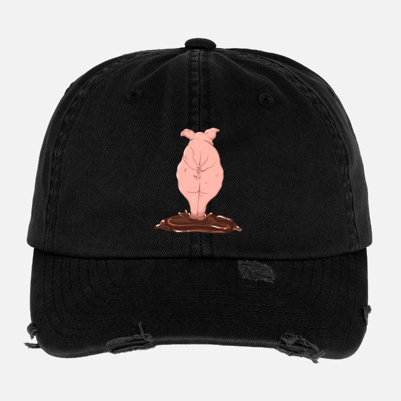 Cochon rose par derrière Casquette vintage effet usé Flexfit
