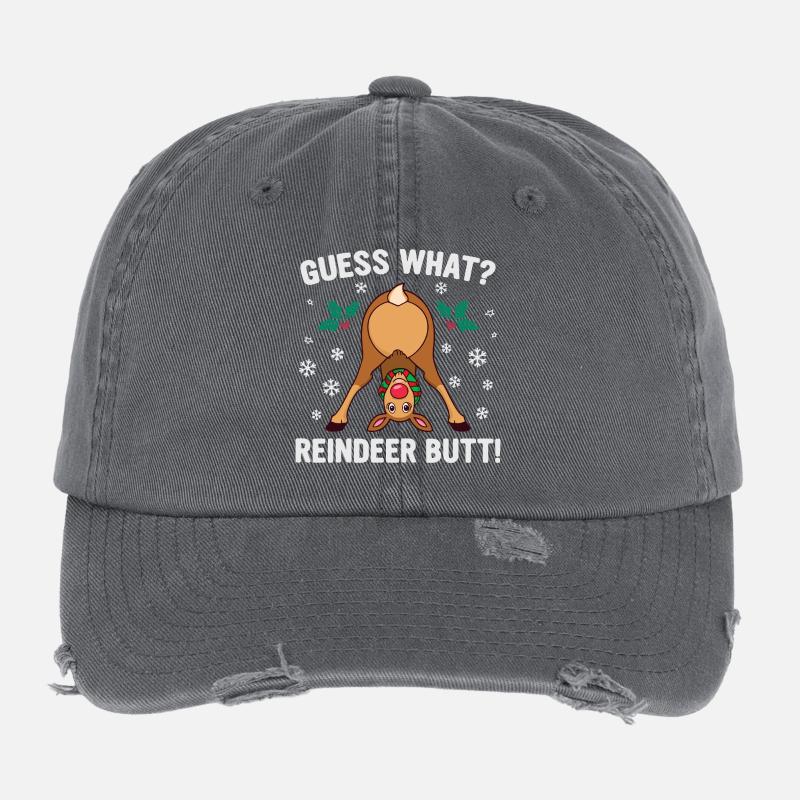 Devine quoi blague de Noël sur les fesses de renne Casquette vintage effet usé Flexfit