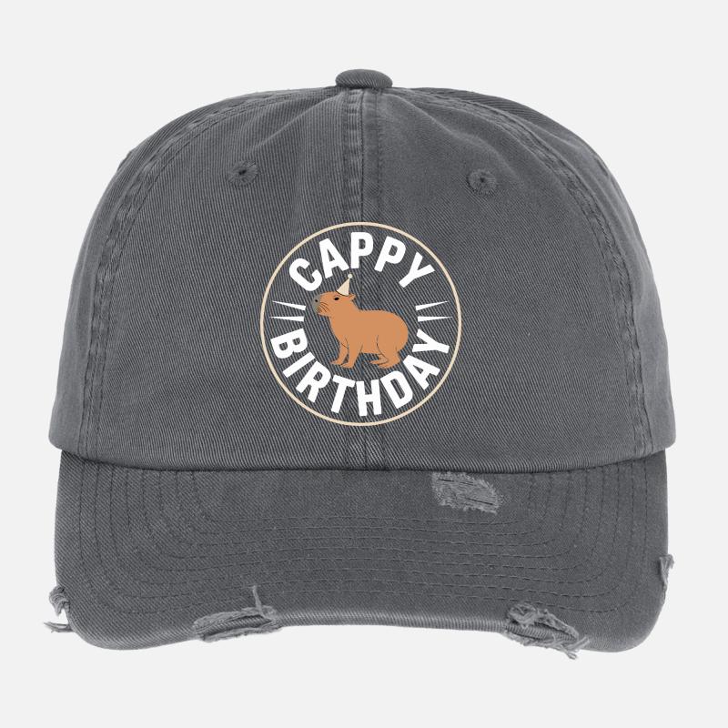 Capybara Birthday Cappy Birthday Funny Capy Flexfit Vintage Destroyed Cap