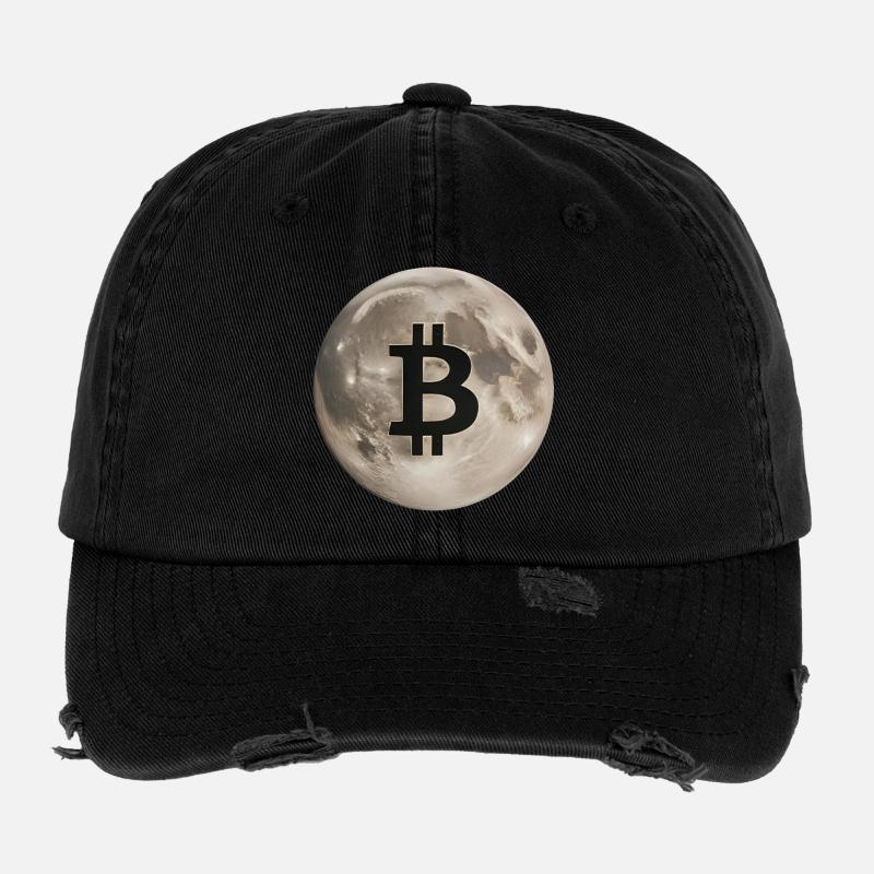 Symbole de la Lune Bitcoin Casquette vintage effet usé Flexfit
