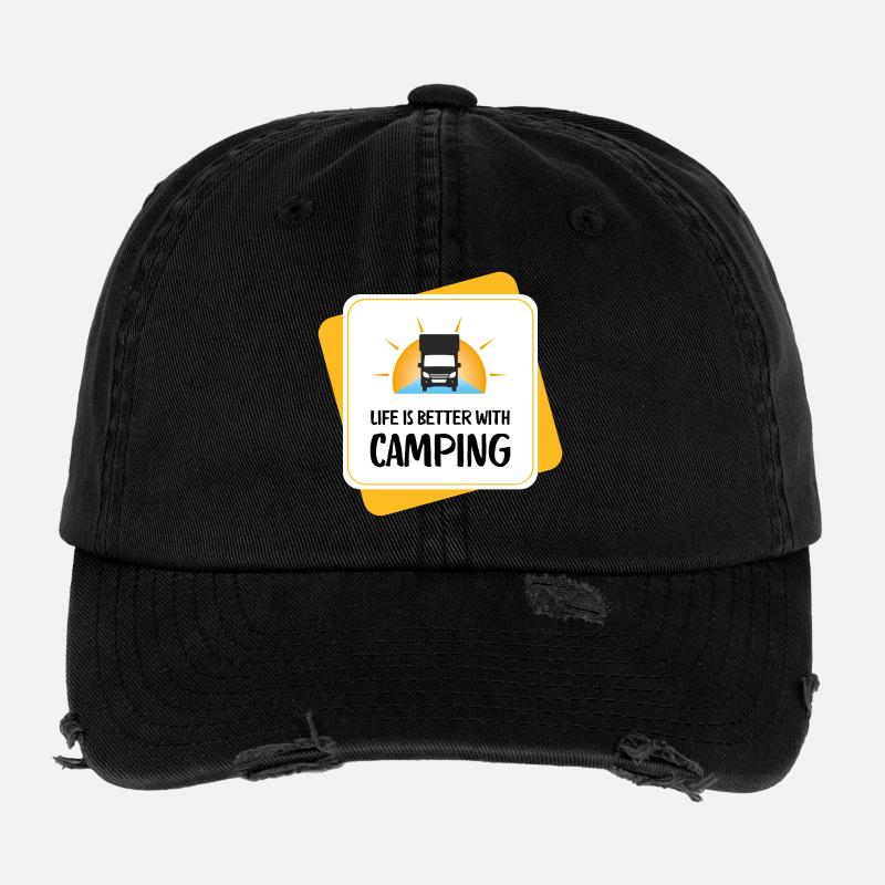 Life Is Better with Camping – Design Flexfit Vintage Destroyed Cap