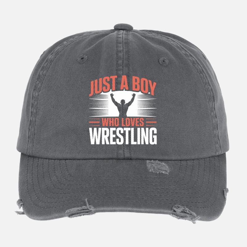 Nur ein Junge, der Ringen liebt Flexfit Vintage Destroyed Cap