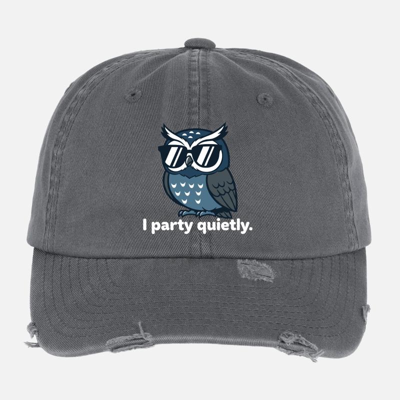 Cool owl with sunglasses Flexfit Vintage Destroyed Cap
