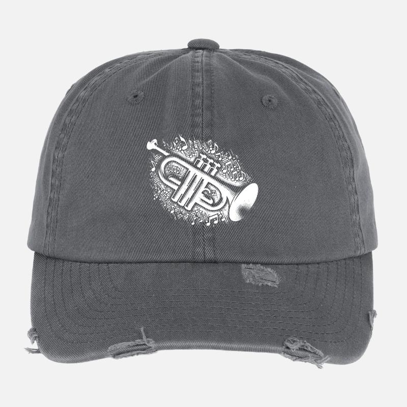 Trompeten Notenexplosion Zauber Blech mit Seele Flexfit Vintage Destroyed Cap