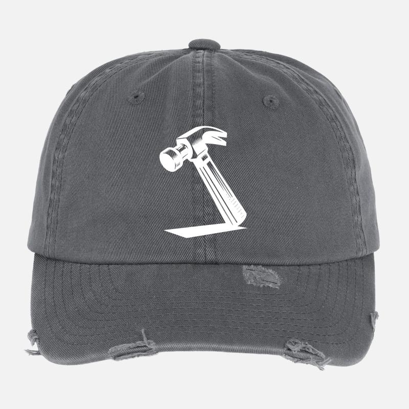 Hammer motif for carpenter and builder Flexfit Vintage Destroyed Cap