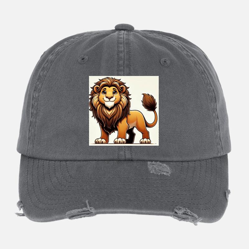 Warmer Cartoon-Löwe Flexfit Vintage Destroyed Cap