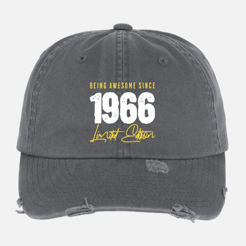 1966 Born 60th Birthday Flexfit Vintage Destroyed Cap