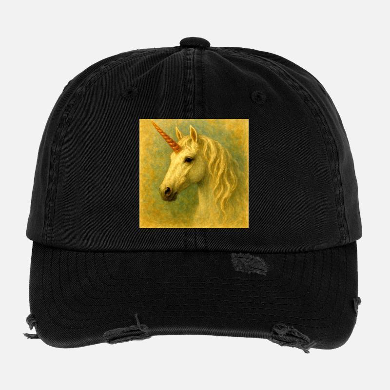 Hot Painted Unicorn Portrait Flexfit Vintage Destroyed Cap