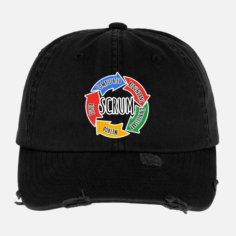 Scrum Framework for Agile Working in Development - Flexfit Vintage Destroyed Cap - black