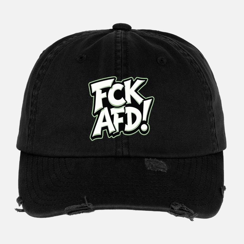 FCK AFD political statement against the right wing Flexfit Vintage Destroyed Cap